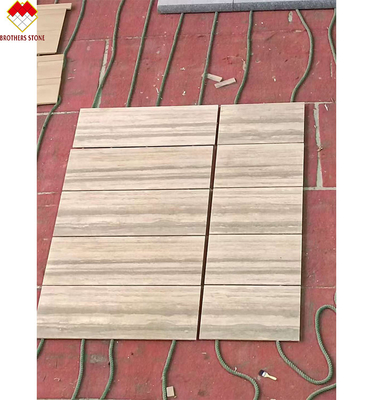 12x24インチサイズ グレーの静脈 ベージュ トラベルティン 床のスラブ