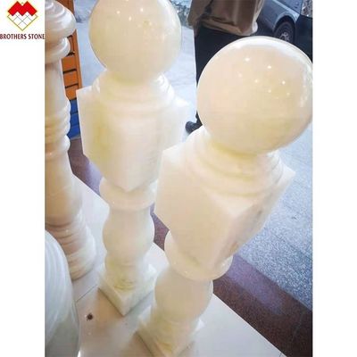 ホワイトオニックスマーブルストーングランイト レンディング ハンドレール バラスタ バルストラド アパートの階段