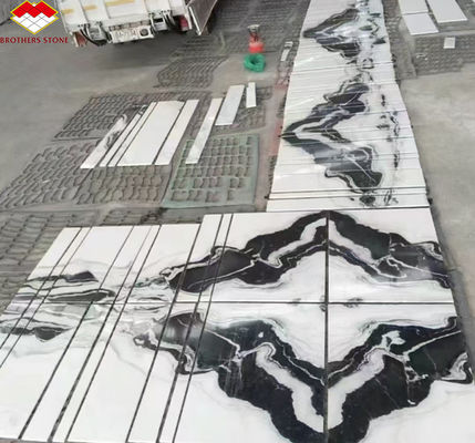 オーダーメイド 豪華 パンダ ホワイト マーブル 階段 自然石 ストレート 階段 デザイン