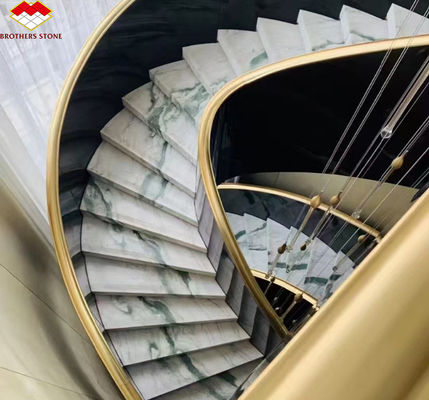 オーダーメイド 豪華 パンダ ホワイト マーブル 階段 自然石 ストレート 階段 デザイン