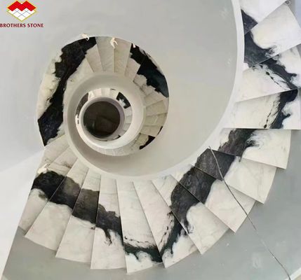 オーダーメイド 豪華 パンダ ホワイト マーブル 階段 自然石 ストレート 階段 デザイン