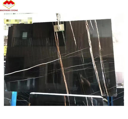 ホテルのテーブル モダン ビッグ スラブ 黒と黄金 静脈 マルマー 床 エキゾチックローレン 18mm