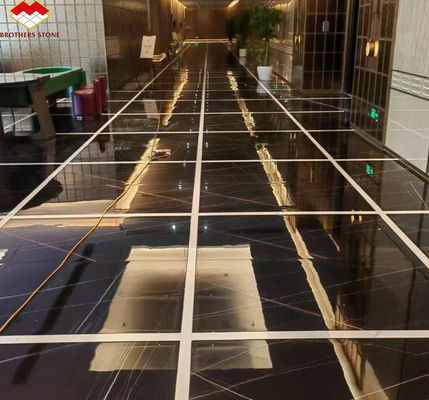 ホテルのテーブル モダン ビッグ スラブ 黒と黄金 静脈 マルマー 床 エキゾチックローレン 18mm