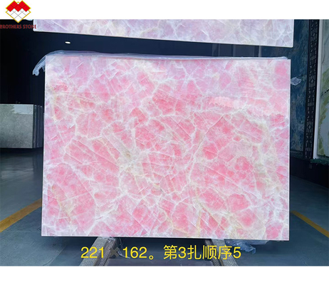 テーブルカウンタートップ 床タイル ピンク オニックス 大理石板 背景照明 天然 氷河期 ピンク 玉