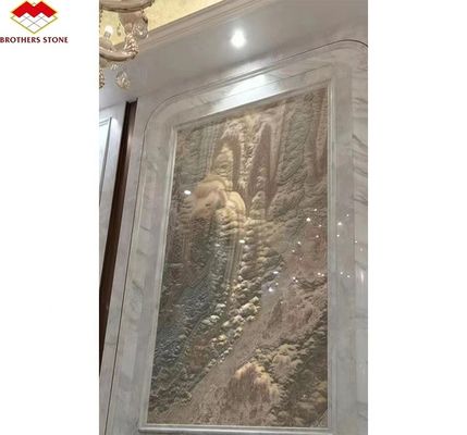 ポリッシュ 透き通る オニックス ストーン 現代のデザイン 天然のバックライト 玉墨 マルブル ビッグ スラブ