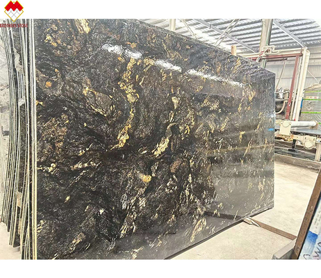 高級 モダン 磨いた 黒金 静脈 石英 石 ブラジル 天然 宇宙 ブラック グラニート 虚栄 台所 浴室 ビラ