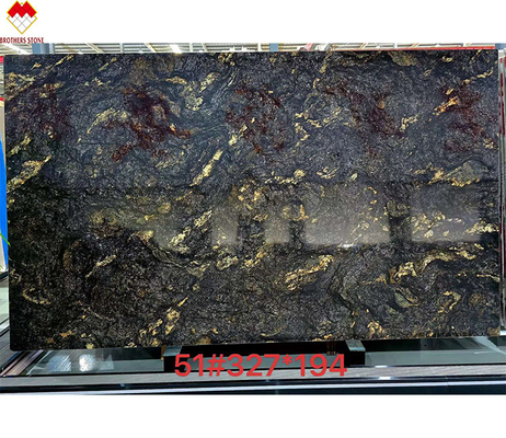 高級 モダン 磨いた 黒金 静脈 石英 石 ブラジル 天然 宇宙 ブラック グラニート 虚栄 台所 浴室 ビラ