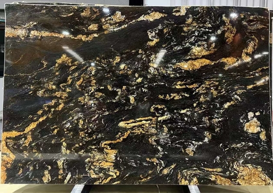 高級 モダン 磨いた 黒金 静脈 石英 石 ブラジル 天然 宇宙 ブラック グラニート 虚栄 台所 浴室 ビラ