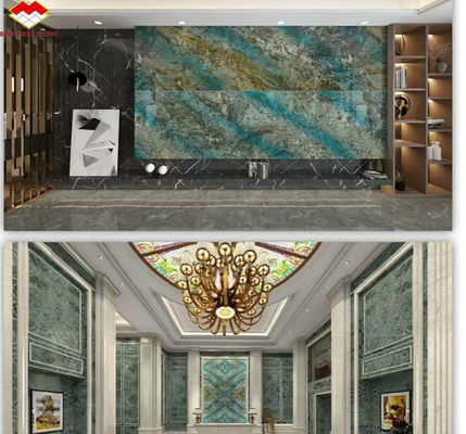 モダン・ラグジュアリー・ファンタジー ブラジルのラブラドライト・ブルー・グランイト ダイニングテーブル トップ ホテルのグラフィック・デザイン用 青色大理石の壁パネル