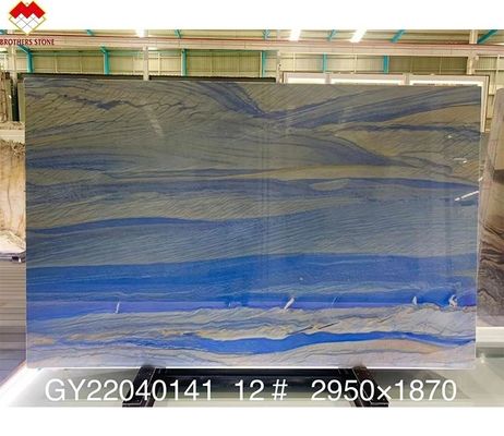 ホテルの壁と床デザイン 青いマカウバ 青い大理石 白い静脈の石板