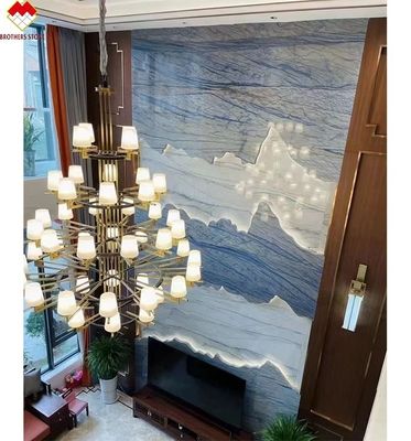 ホテルの壁と床デザイン 青いマカウバ 青い大理石 白い静脈の石板