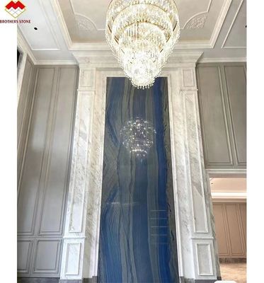 ホテルの壁と床デザイン 青いマカウバ 青い大理石 白い静脈の石板
