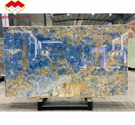天然 透明 オニックス スラブ 現代の 青い オニックス マルマー 石 浴室 の 壁 と 床