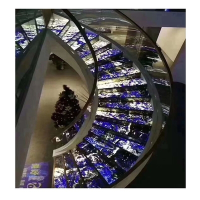 独特のブルーオニックス バックライト 階段上昇 8-30mm 厚さのアーチ階段のためのバルストラード