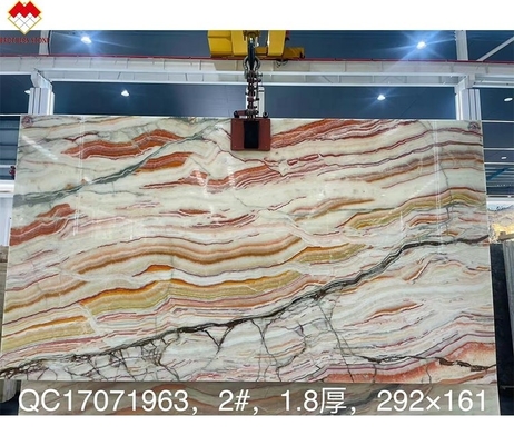 透明の虹オニックス ヴィラ用石 背景 CNF 滑らかな赤龍オニックス