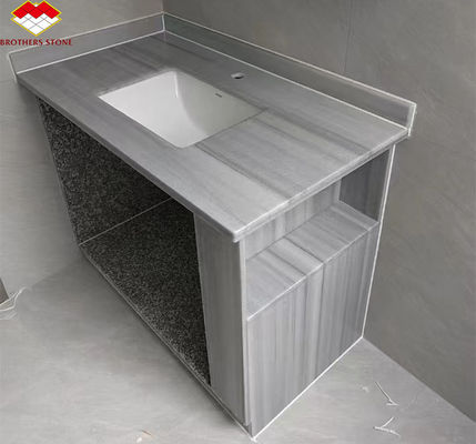 スターグレー大理石型カルサイト石 洗面台用バニティ盆とシンクのための磨きタイル