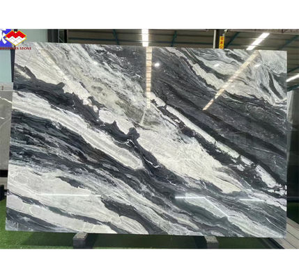 カルサイト大理石 豪華なブラジルの宇宙黒石石板の現代階段デザイン