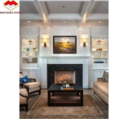 現代的な室内 クリーム 白石 壁炉 テーブル ヴィラ 周辺 ポーリング 壁炉