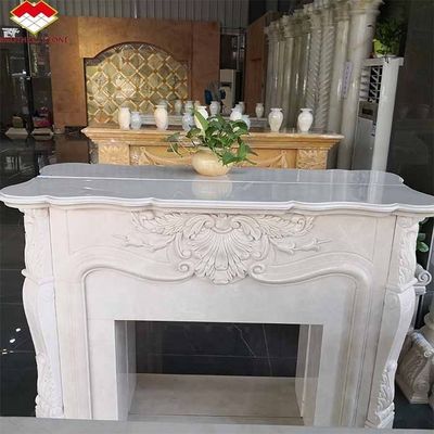 現代的な室内 クリーム 白石 壁炉 テーブル ヴィラ 周辺 ポーリング 壁炉