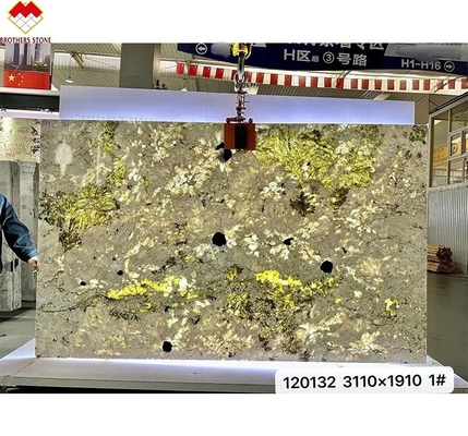 ブラジリアン スプレンドル ホワイト クォーツイト 石 大きい スラブ 透明 机台 島 石 バックライト ヴィラ ホテル用 スラブ ポーリング