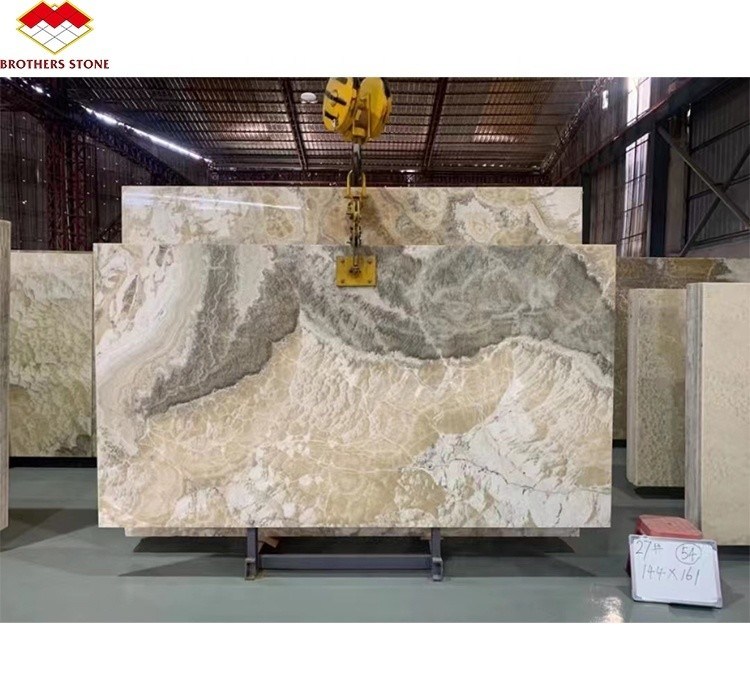 ポリッシュ 透き通る オニックス ストーン 現代のデザイン 天然のバックライト 玉墨 マルブル ビッグ スラブ