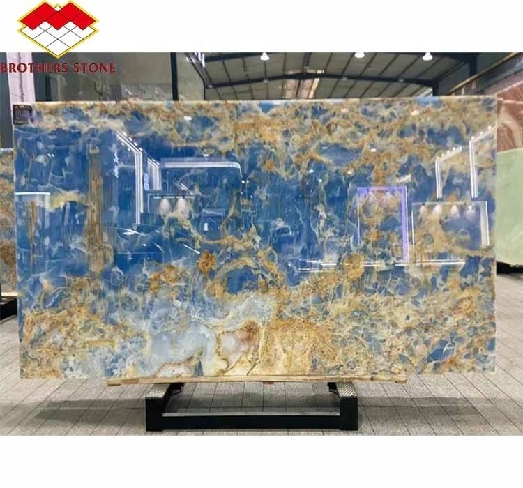 天然 透明 オニックス スラブ 現代の 青い オニックス マルマー 石 浴室 の 壁 と 床